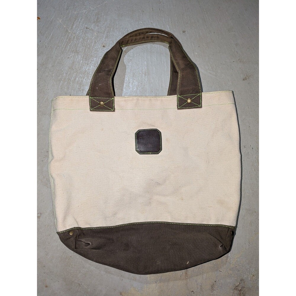 Tequila Patron Canvas Tote Bag Beige Brown w/ Green Lining 15" X 12" Promo Bag